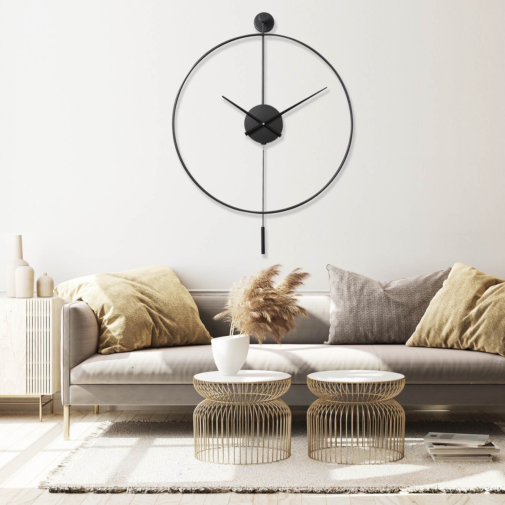 Modern Minimalist Large Wall Clock with Pendulum