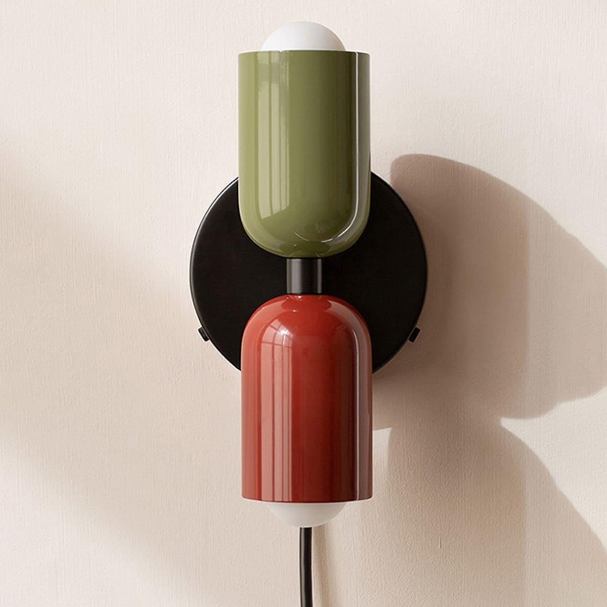 Couleur Double-Head Plug-In Wall Lamp – Art Deco No-Wire Sconce