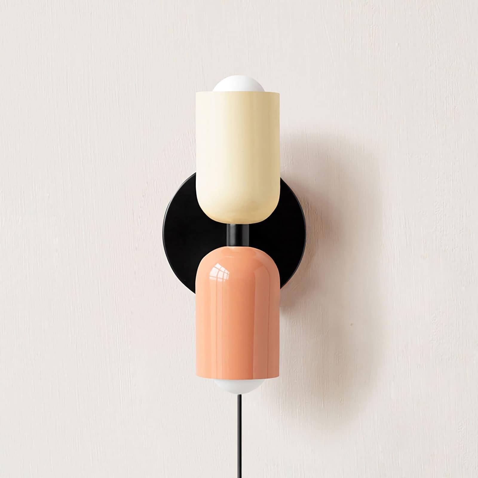 Couleur Double-Head Plug-In Wall Lamp – Art Deco No-Wire Sconce