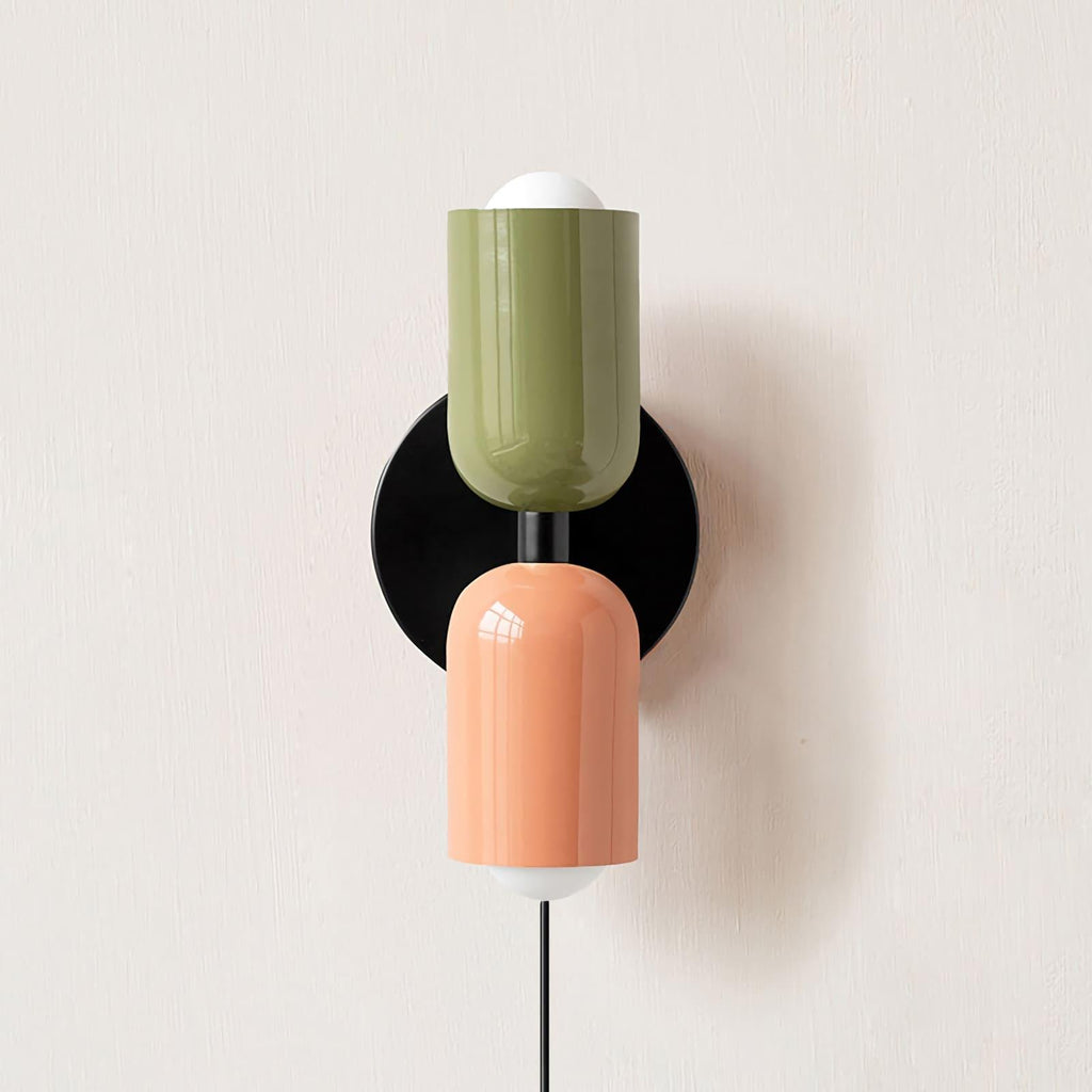 Couleur Double-Head Plug-In Wall Lamp – Art Deco No-Wire Sconce