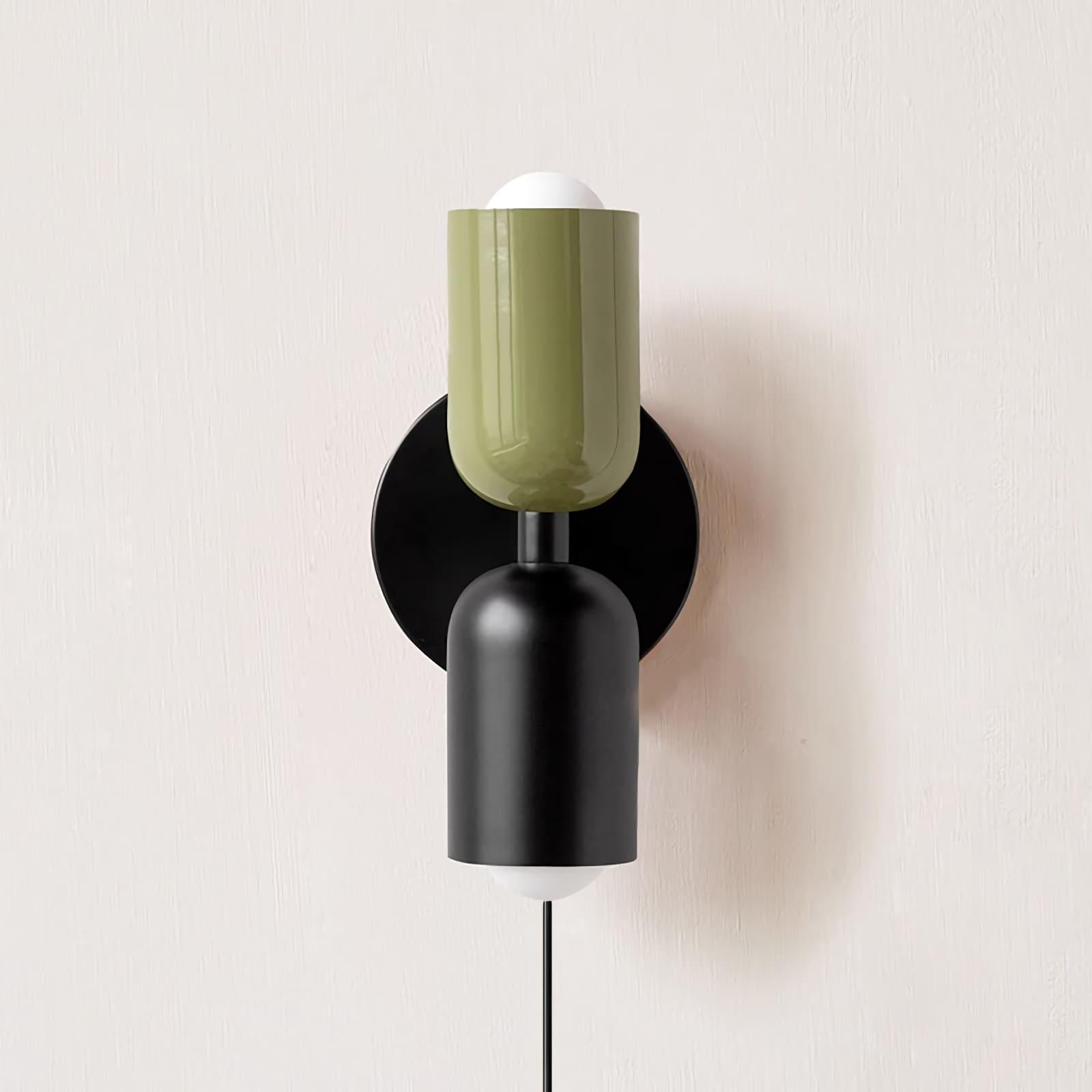 Couleur Double-Head Plug-In Wall Lamp – Art Deco No-Wire Sconce