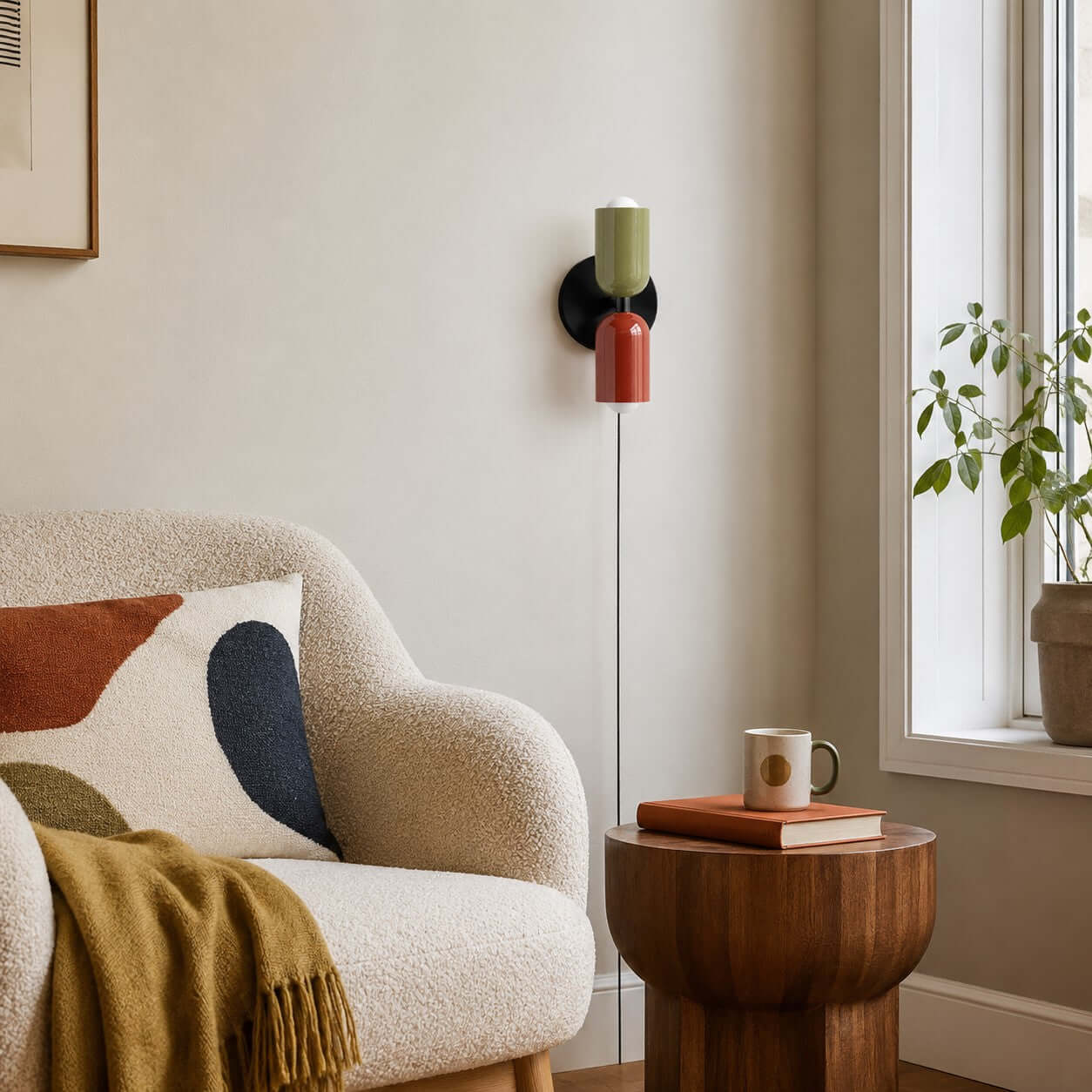 Couleur Double-Head Plug-In Wall Lamp – Art Deco No-Wire Sconce