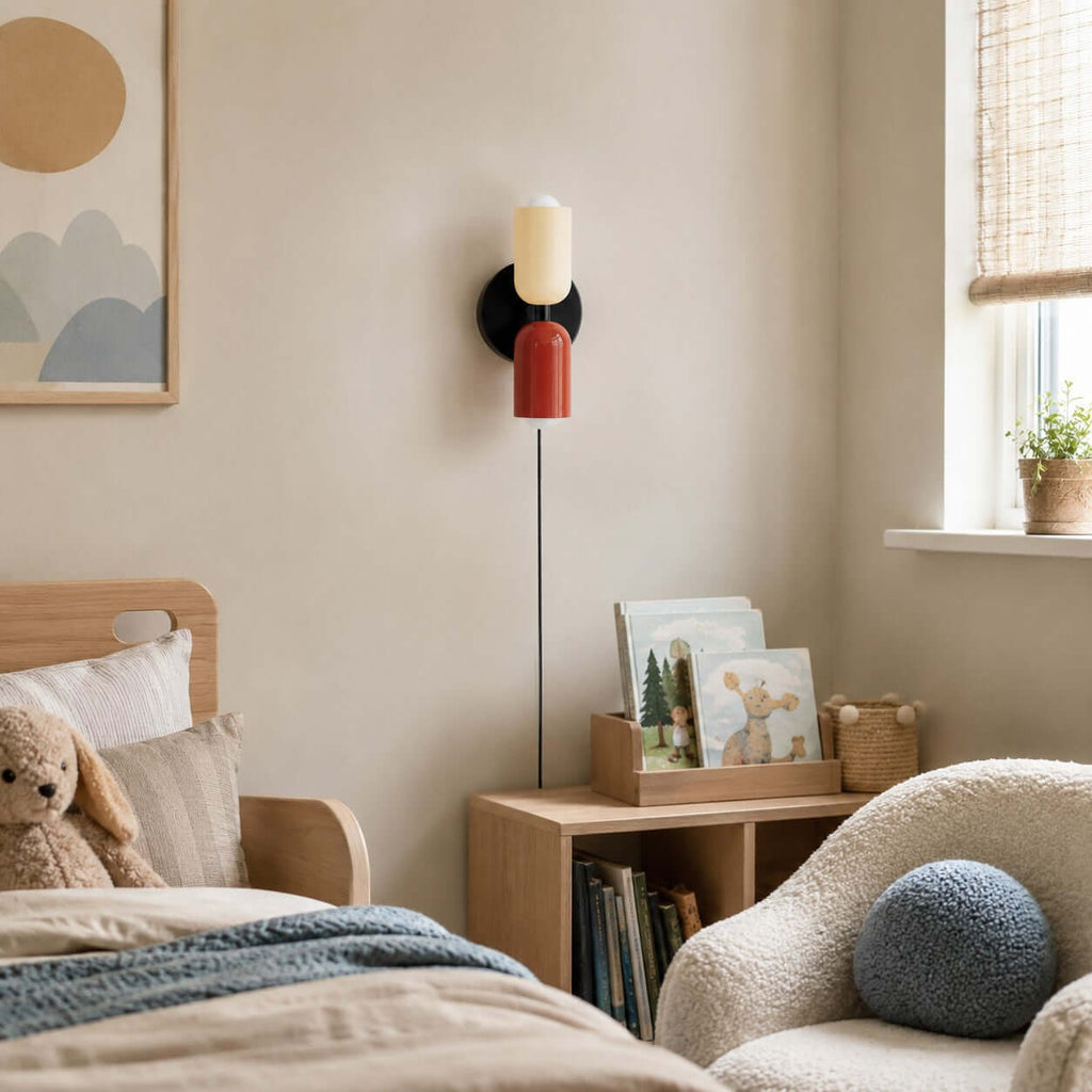 Couleur Double-Head Plug-In Wall Lamp – Art Deco No-Wire Sconce