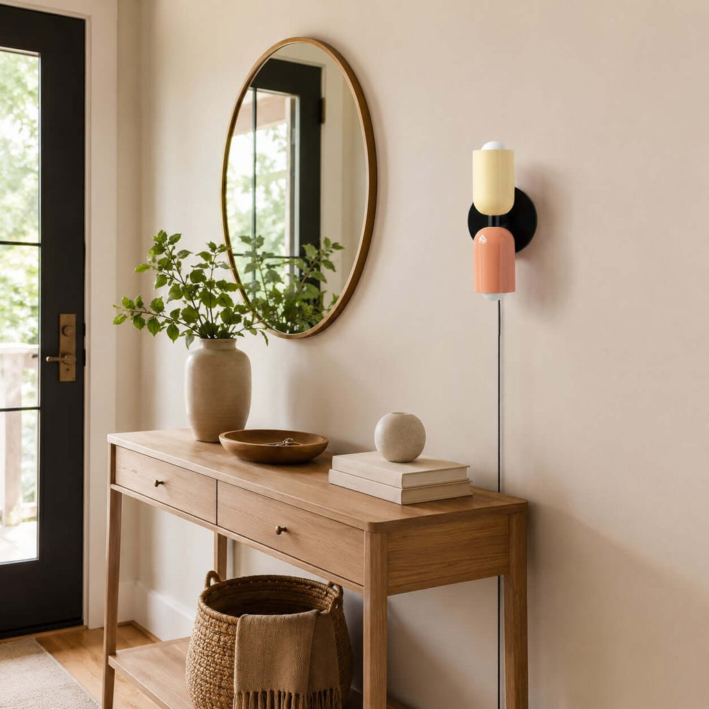 Couleur Double-Head Plug-In Wall Lamp – Art Deco No-Wire Sconce