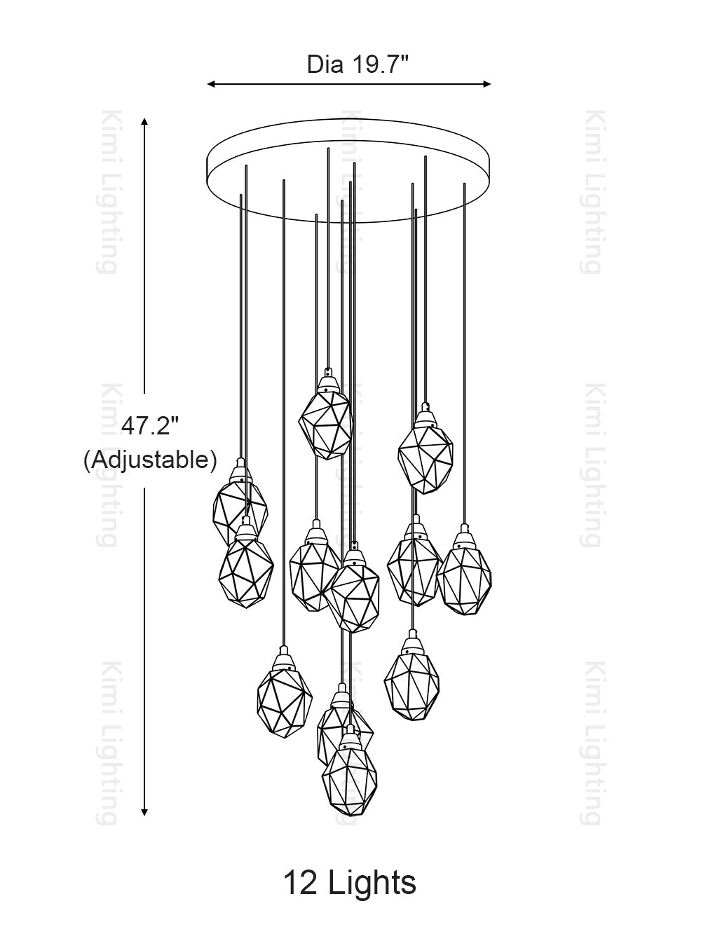 Crystal Rock Staircase Pendant Light