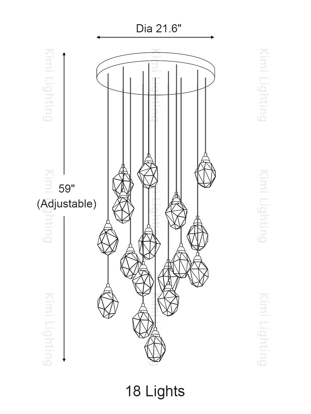Crystal Rock Staircase Pendant Light