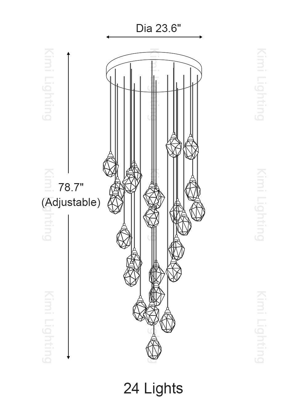Crystal Rock Staircase Pendant Light