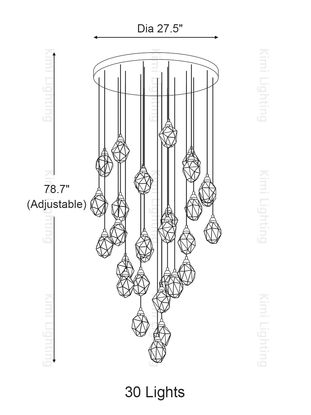 Crystal Rock Staircase Pendant Light