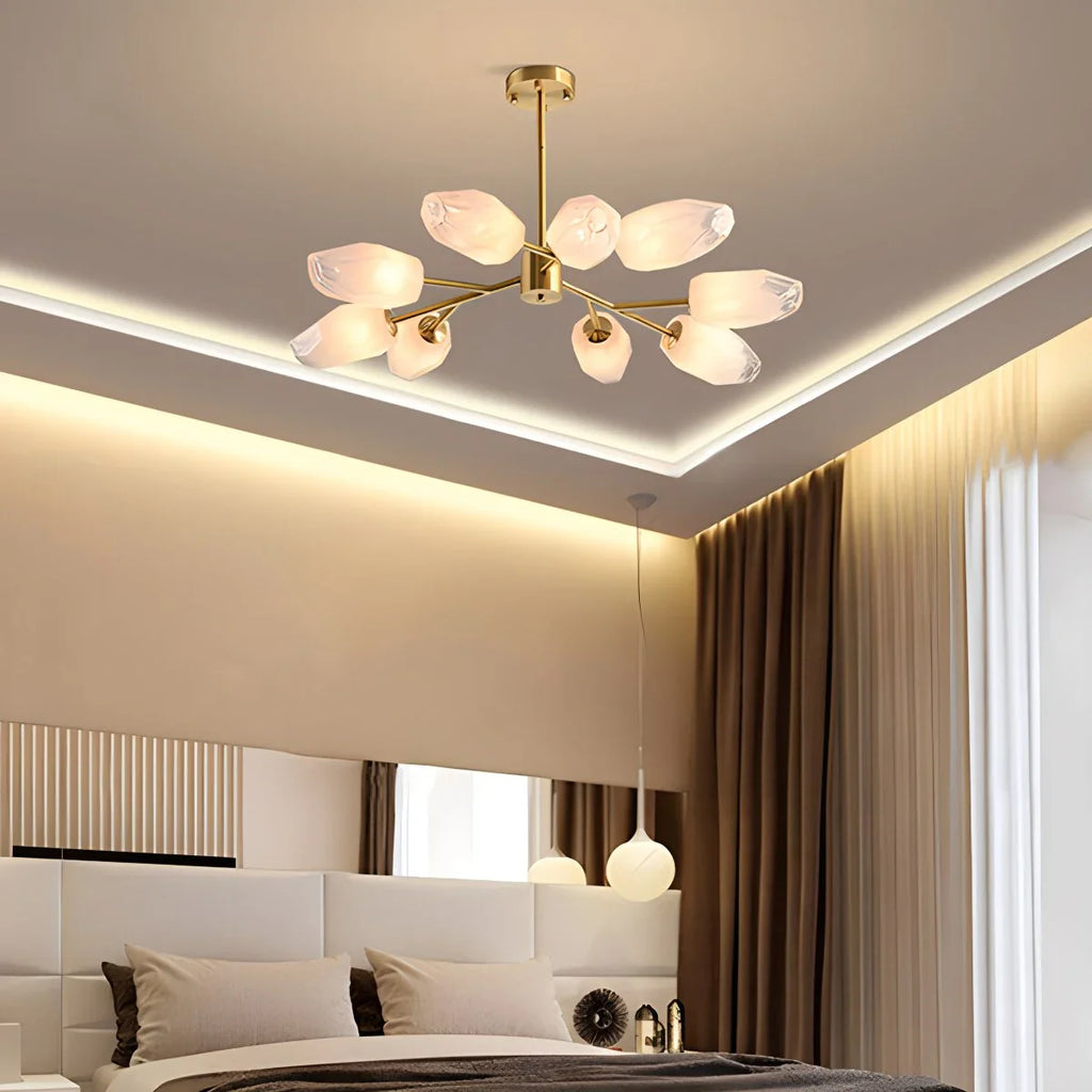 Crystal Bud Copper Chandelier for Living Room