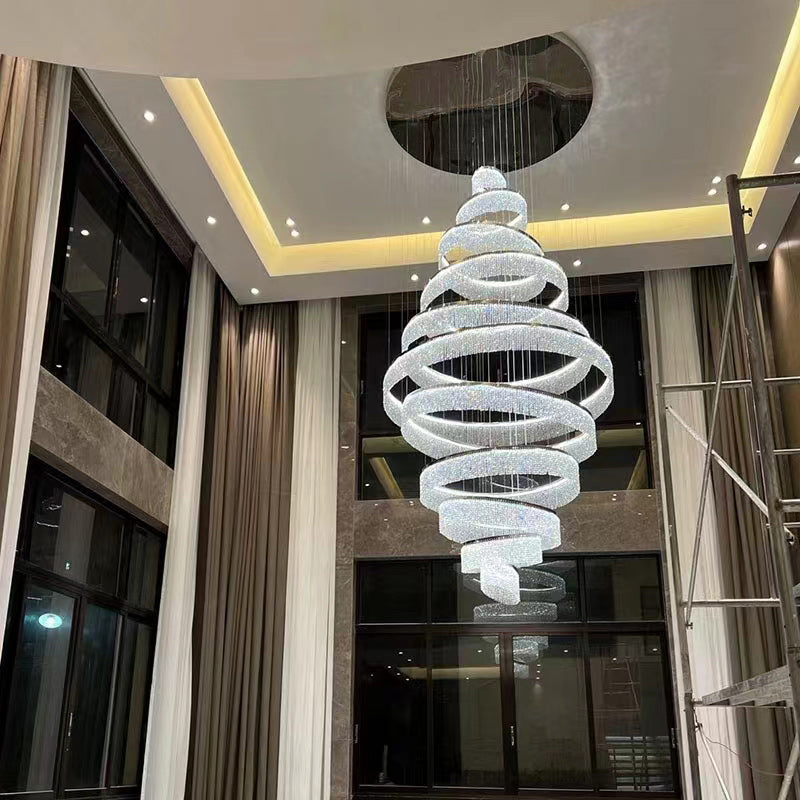 Large Duplex Crystal Staircase Chandelier