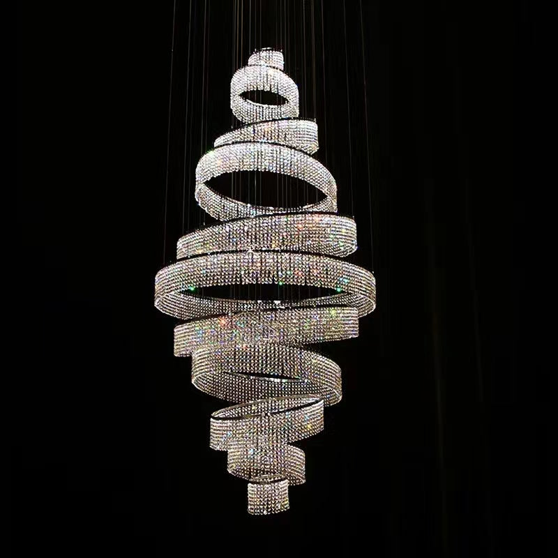Large Duplex Crystal Staircase Chandelier
