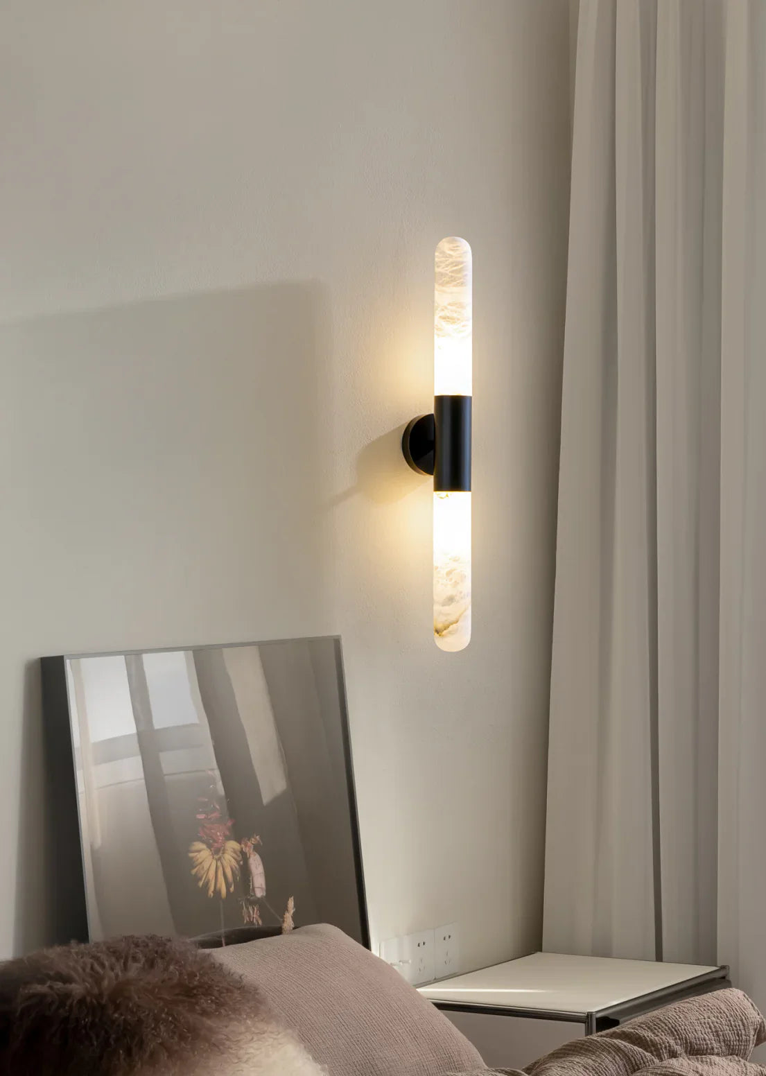 Cylindrical Alabaster Slim Wall Lamp