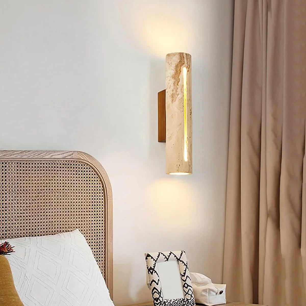 Cylindrical Travertine Wall Lamp