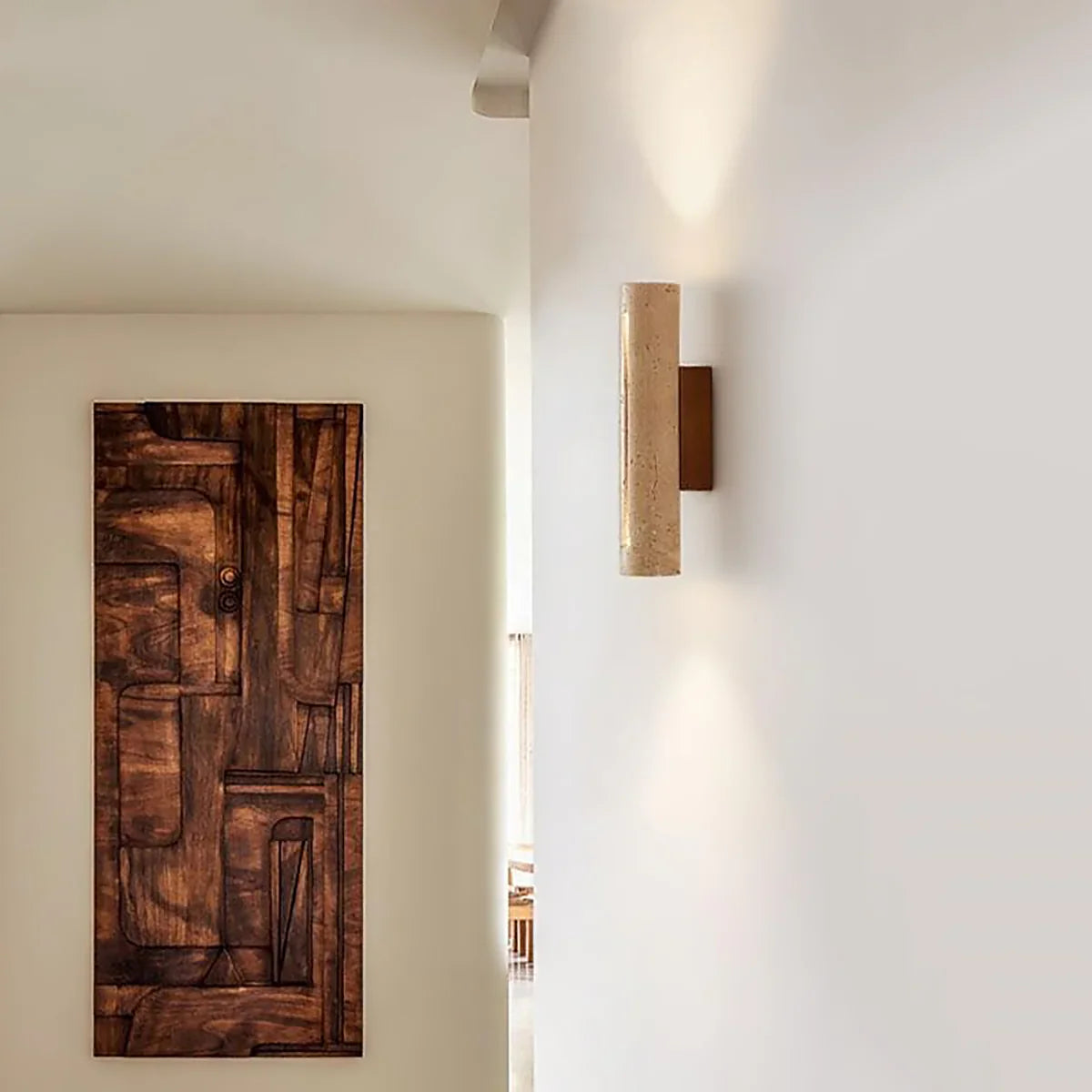 Cylindrical Travertine Wall Lamp
