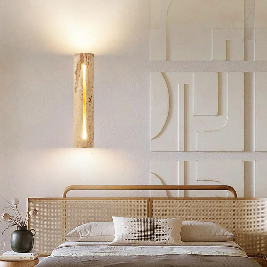 Cylindrical Travertine Wall Lamp