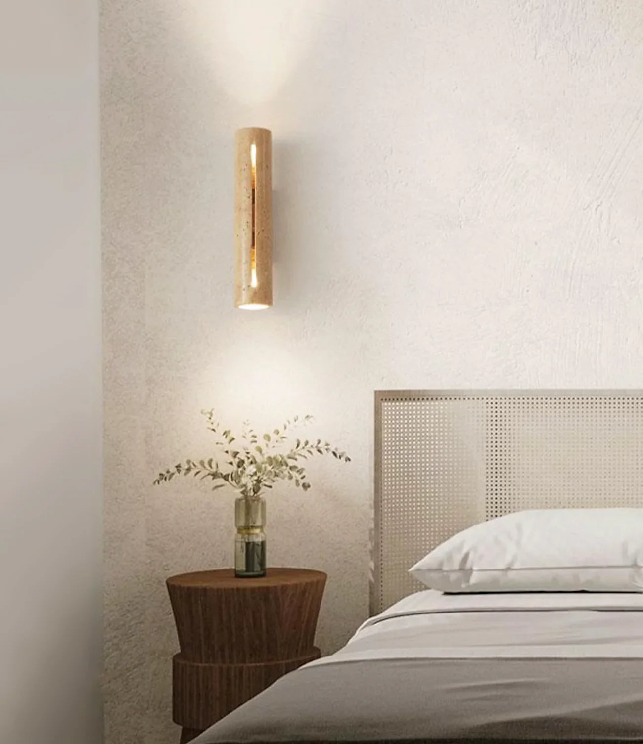 Cylindrical Travertine Wall Lamp