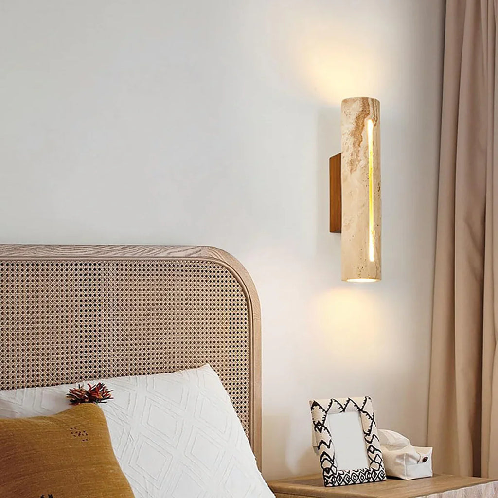 Cylindrical Travertine Wall Lamp