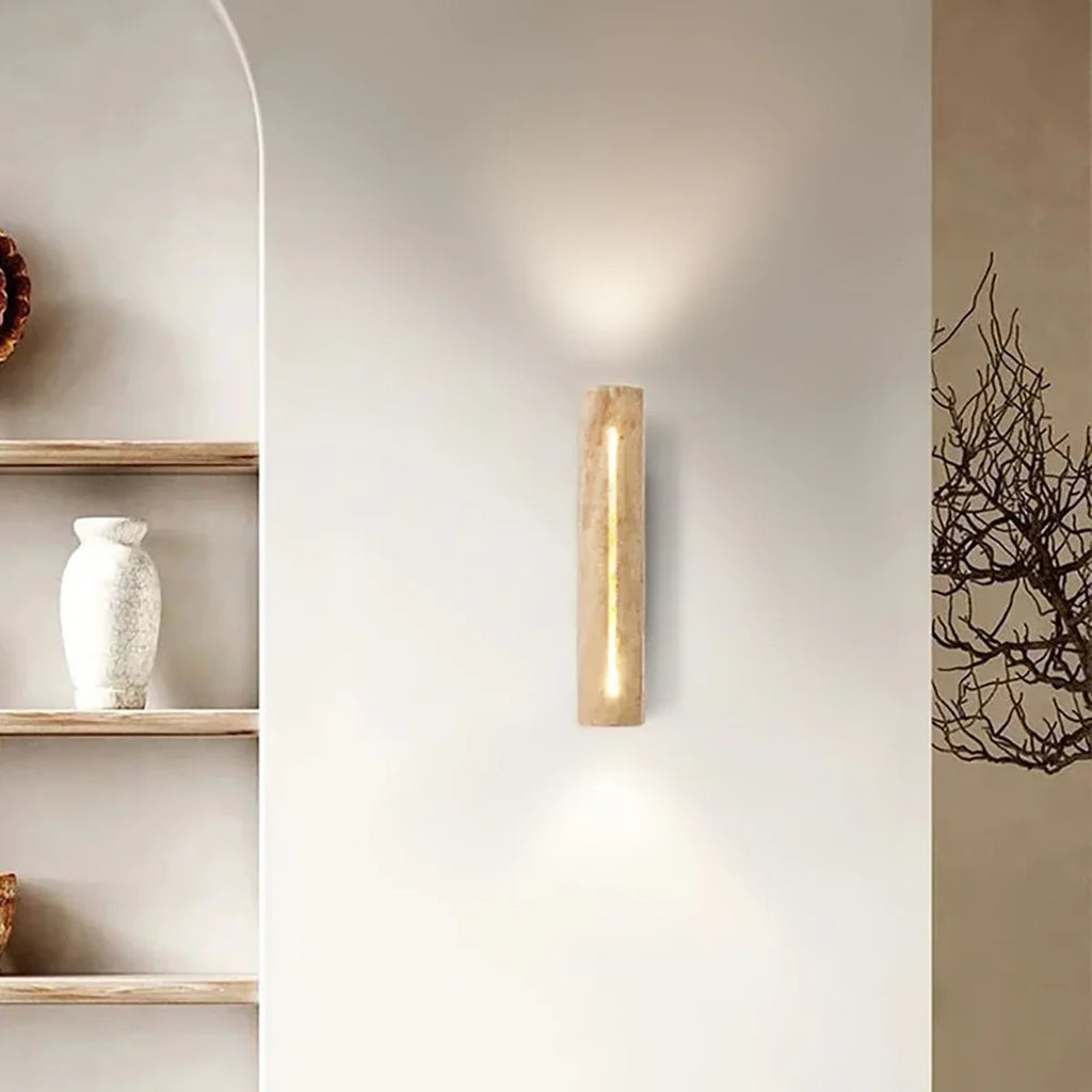 Cylindrical Travertine Wall Lamp