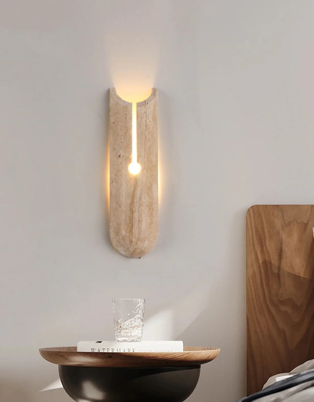 Cylindrical Y Shaped Travertine Wall Lamp