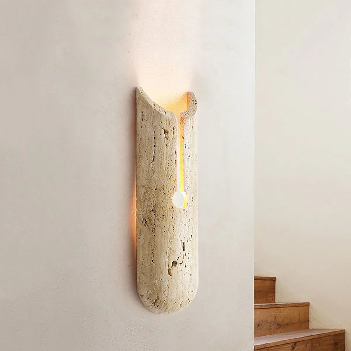 Cylindrical Y Shaped Travertine Wall Lamp
