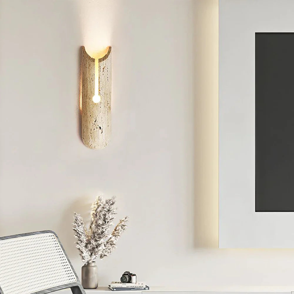 Cylindrical Y Shaped Travertine Wall Lamp