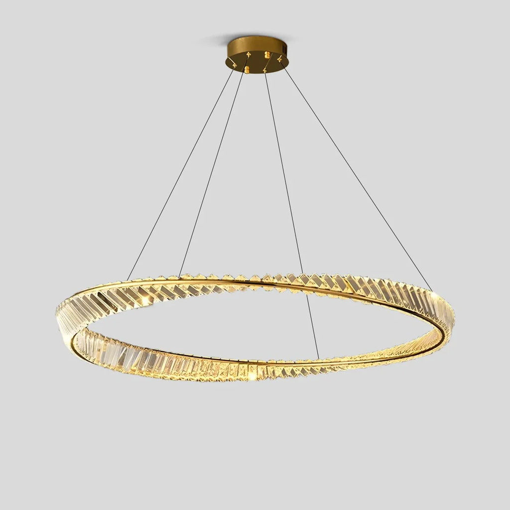 Modern Luxury Metal Glass Ring Chandelier