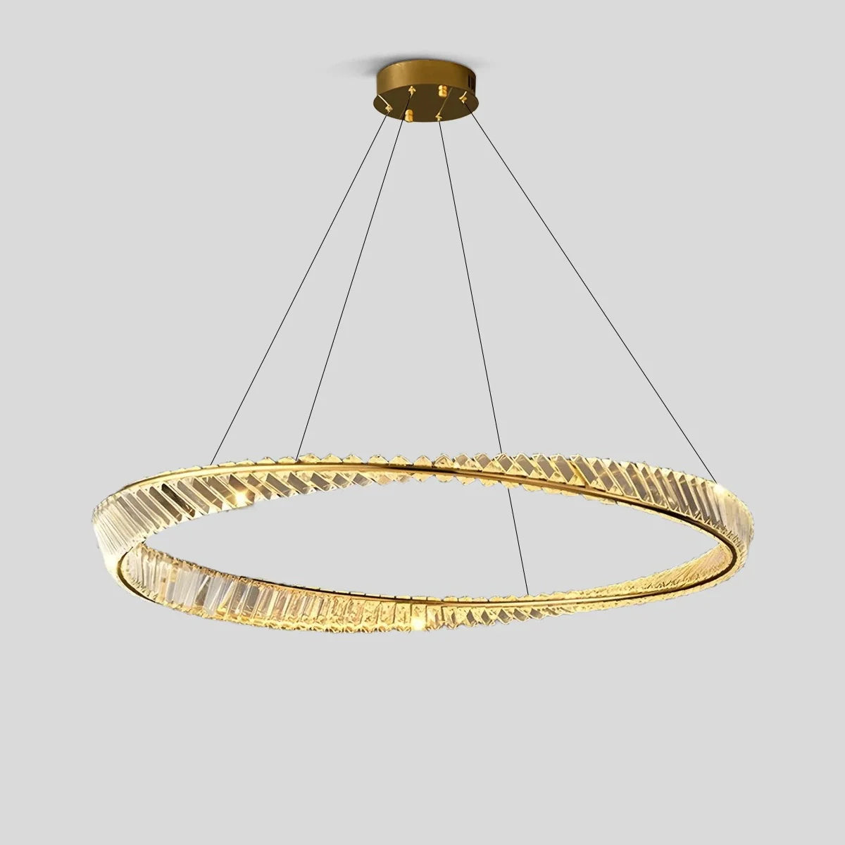 Modern Luxury Metal Glass Ring Chandelier