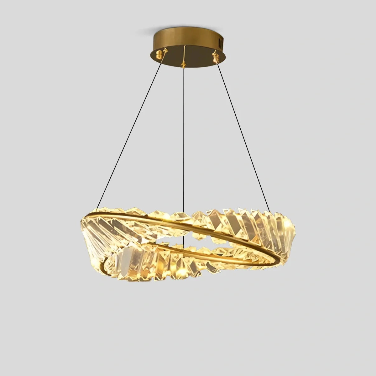 Modern Luxury Metal Glass Ring Chandelier