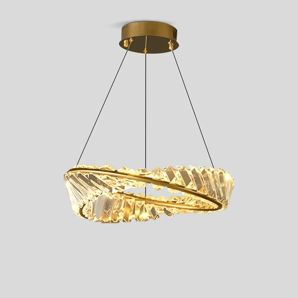 Modern Luxury Metal Glass Ring Chandelier