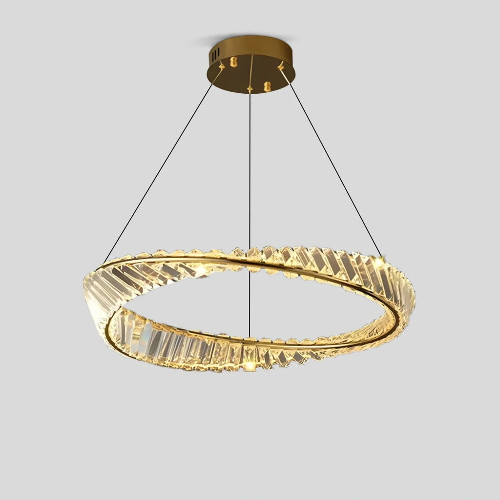 Modern Luxury Metal Glass Ring Chandelier
