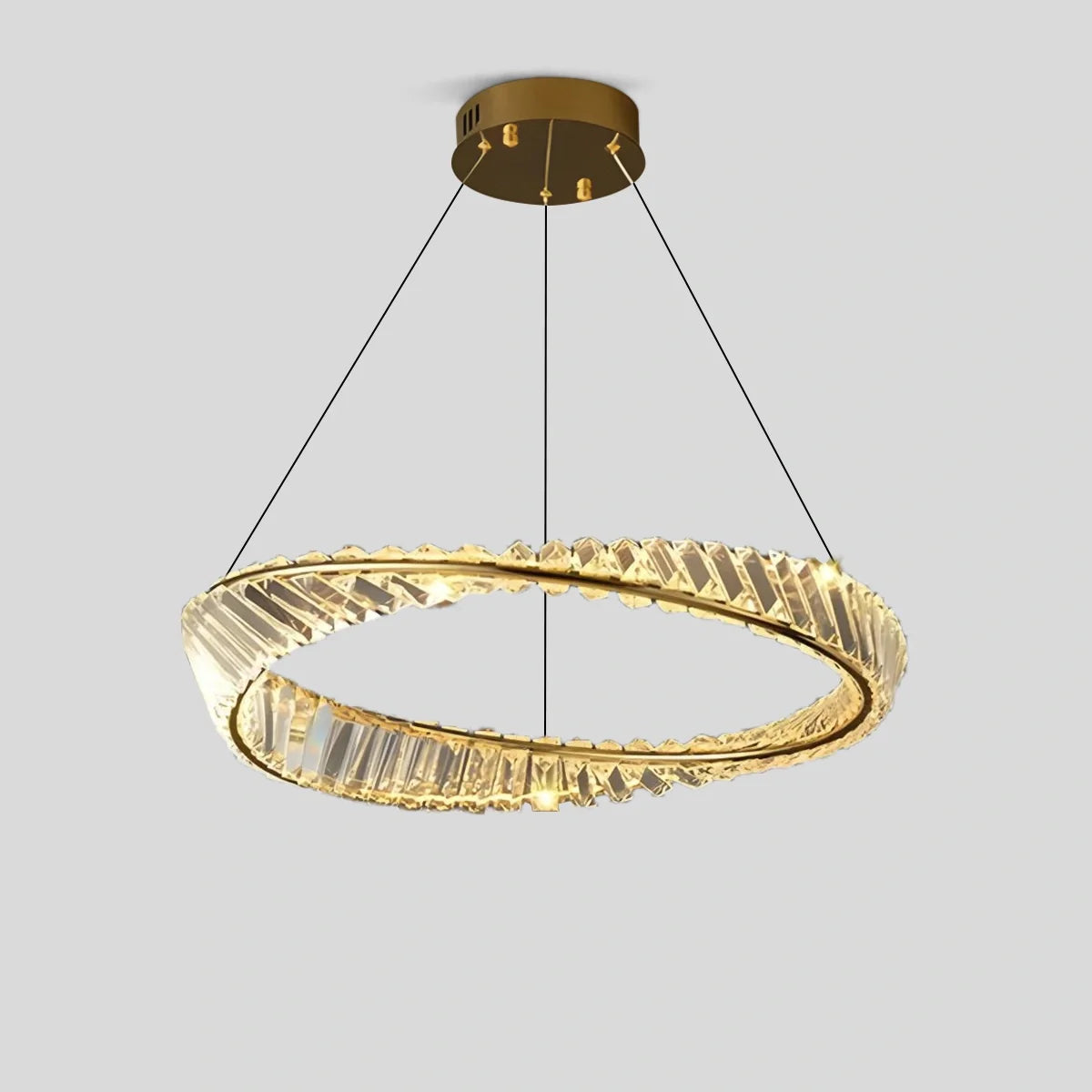 Modern Luxury Metal Glass Ring Chandelier