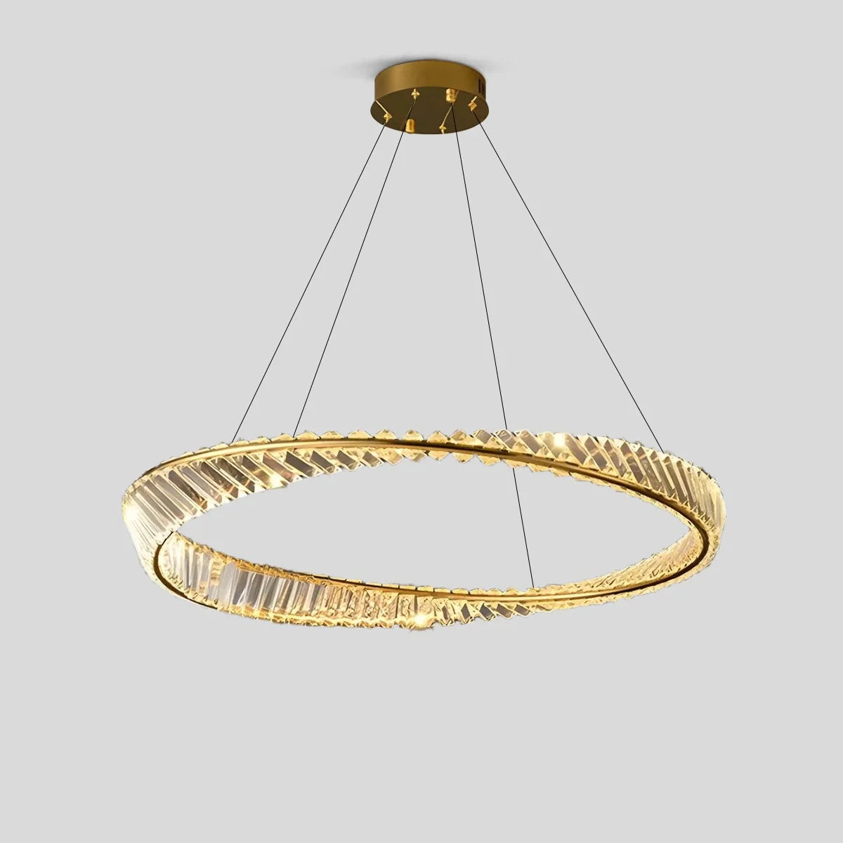 Modern Luxury Metal Glass Ring Chandelier