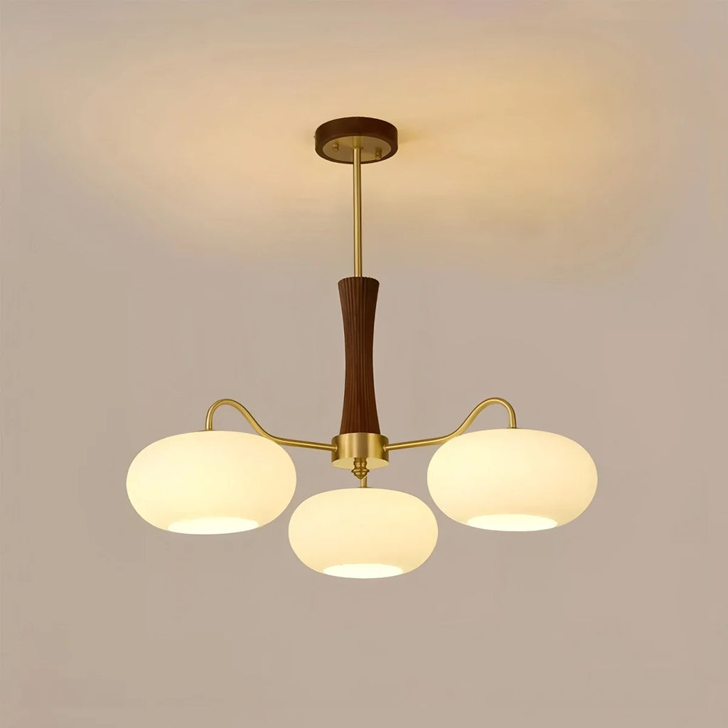 Brass Wooden Persimmon Chandelier