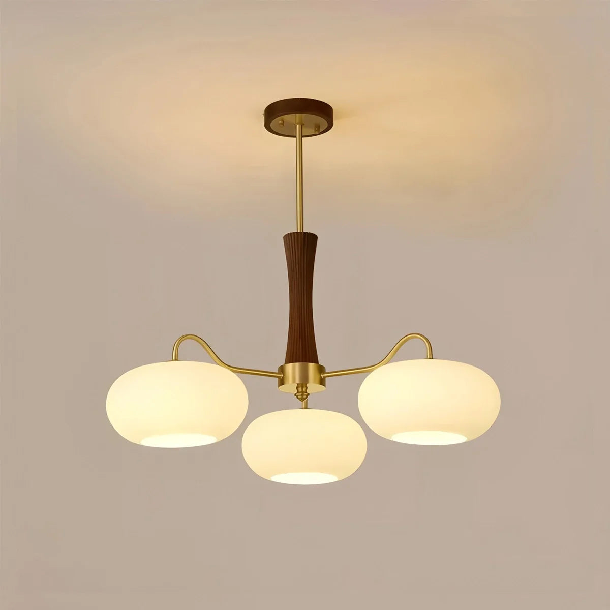 Brass Wooden Persimmon Chandelier