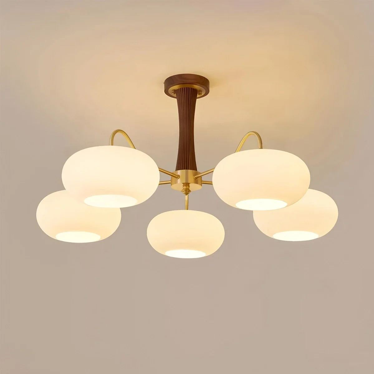 Brass Wooden Persimmon Chandelier