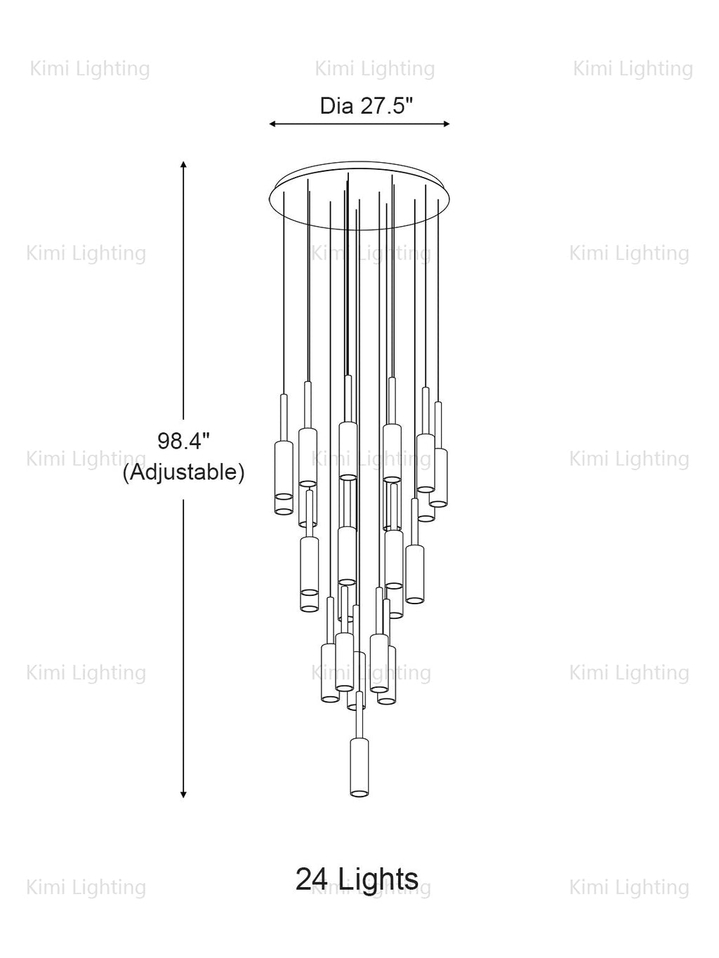 Duplex Smoky Crystal Staircase Pendant Light