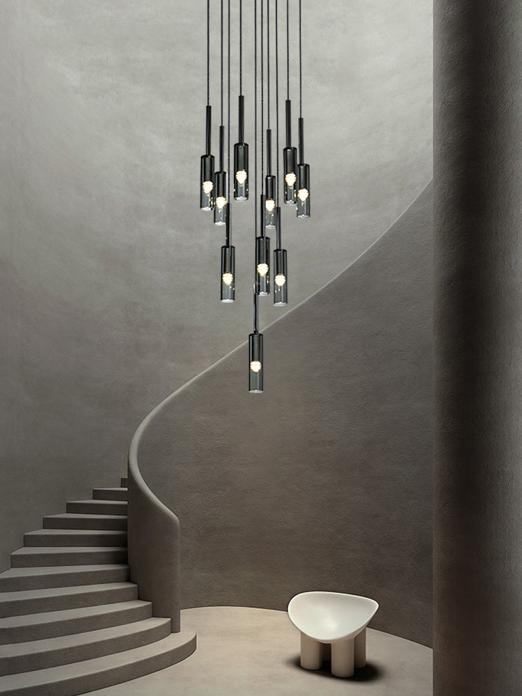 Duplex Smoky Crystal Staircase Pendant Light