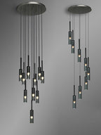 Duplex Smoky Crystal Staircase Pendant Light