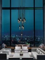 Duplex Smoky Crystal Staircase Pendant Light