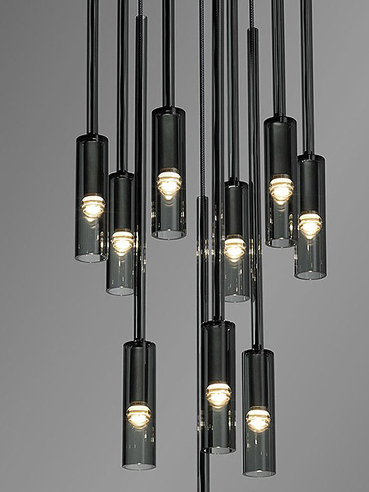 Duplex Smoky Crystal Staircase Pendant Light