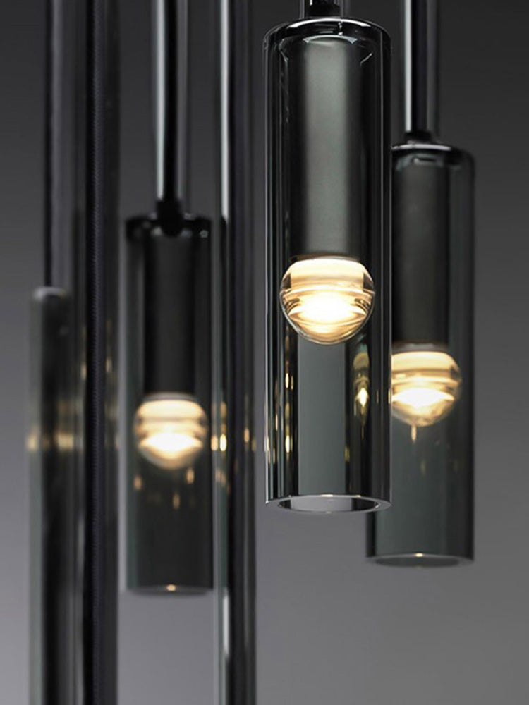 Duplex Smoky Crystal Staircase Pendant Light