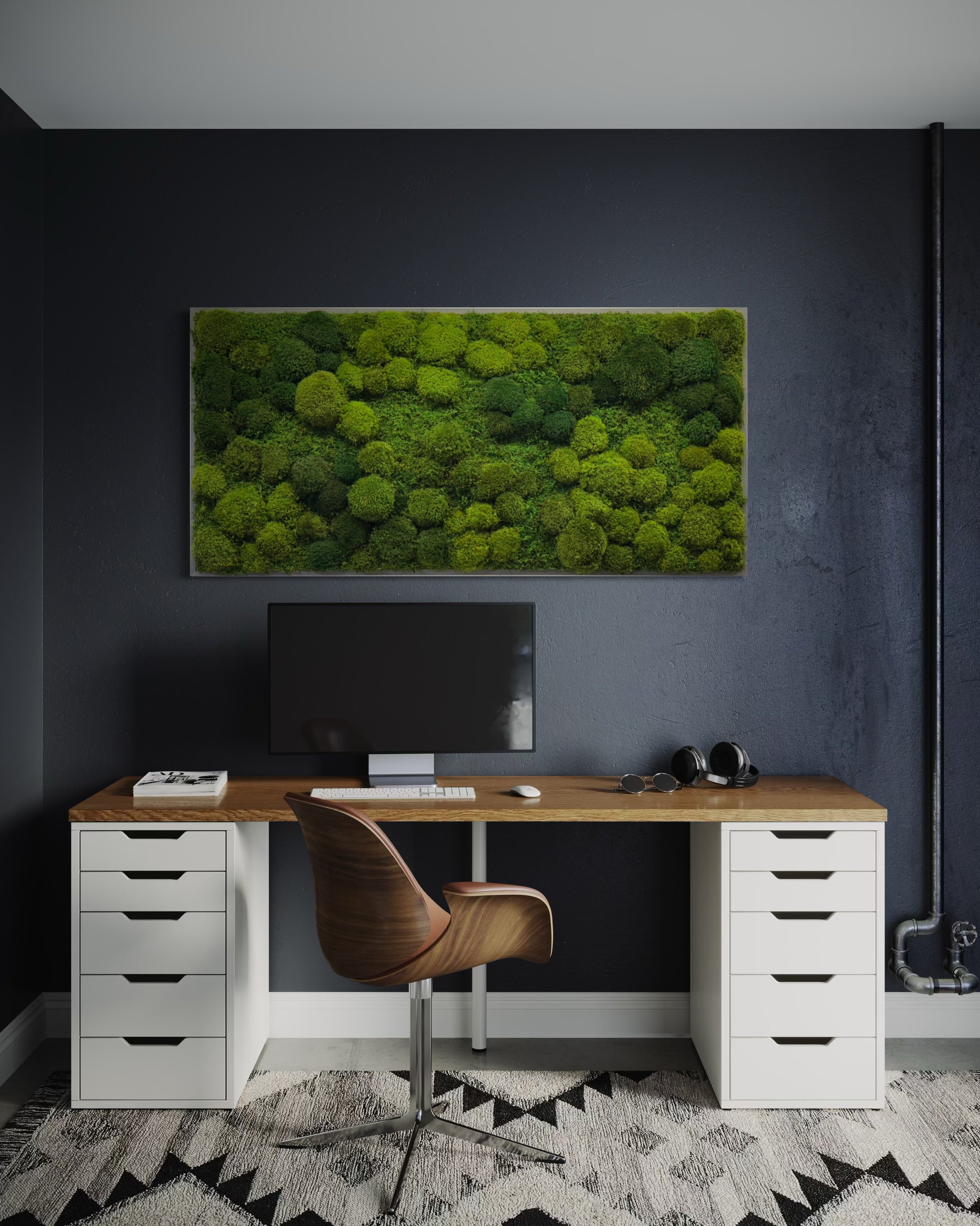 Moss Wall Preserved High Profile Moss in Gray Frame