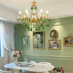 French Retro Green Crystal Pendant Chandelier