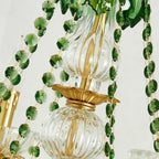 French Retro Green Crystal Pendant Chandelier