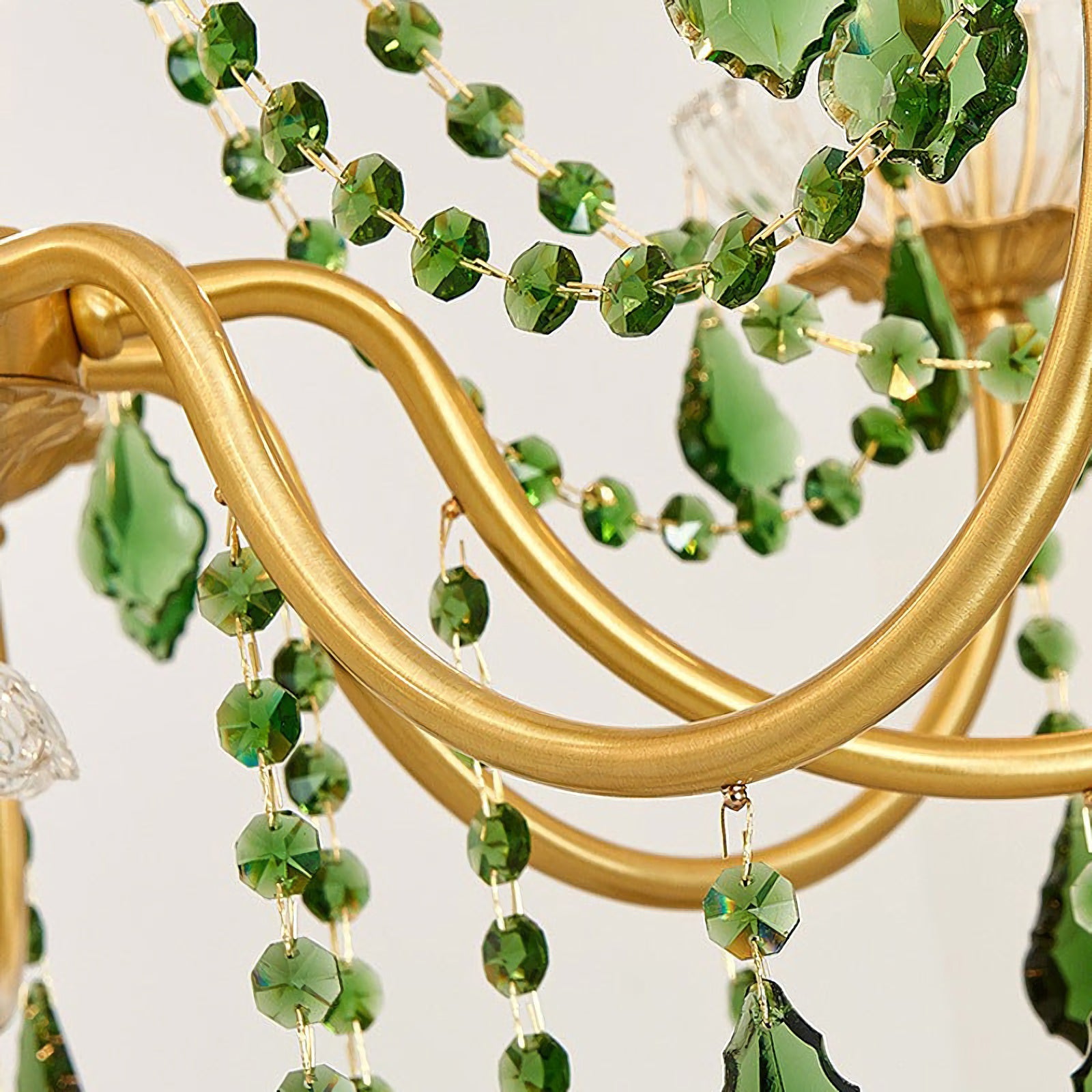 French Retro Green Crystal Pendant Chandelier