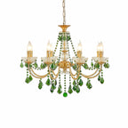 French Retro Green Crystal Pendant Chandelier