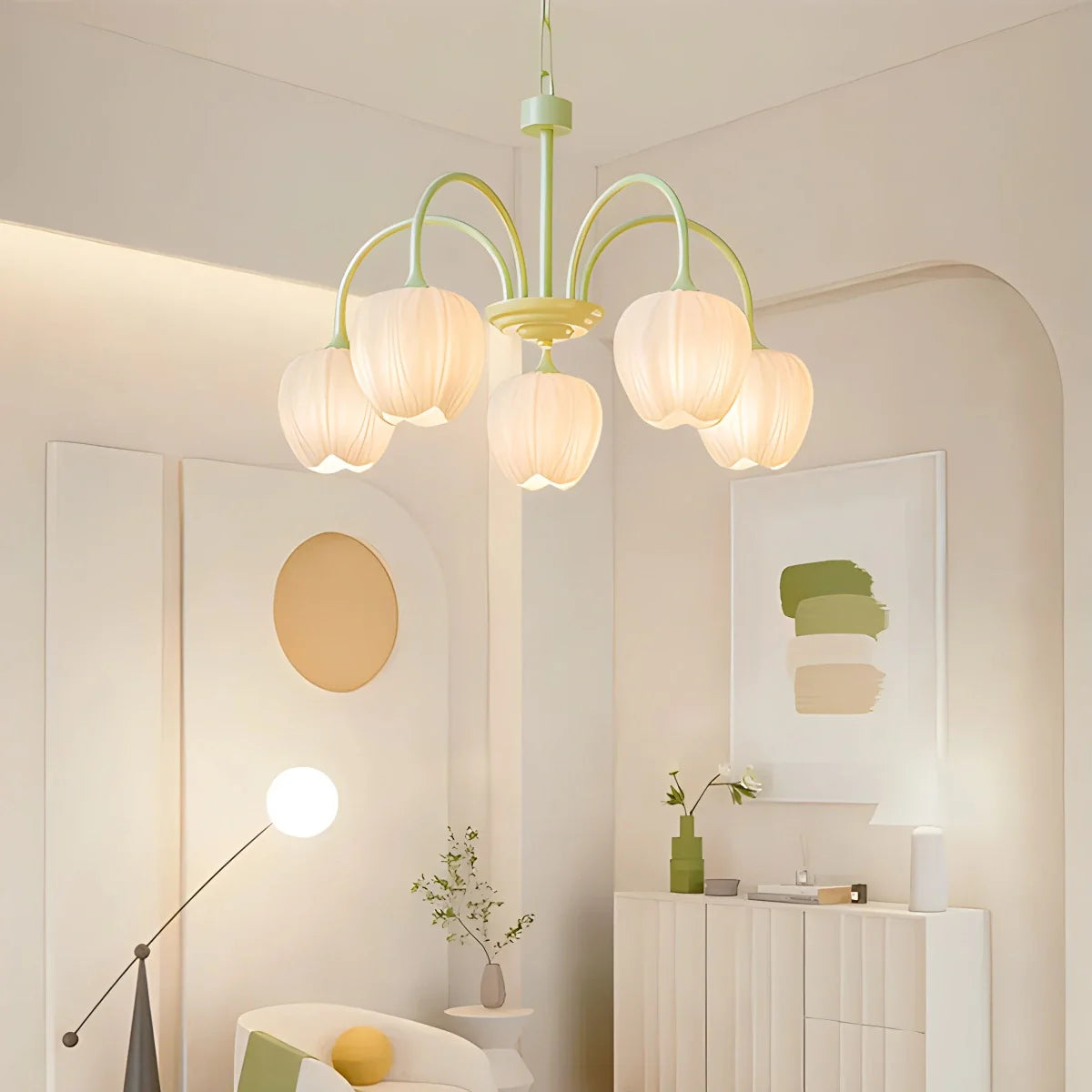 French Romance Tulip Matcha Chandelier