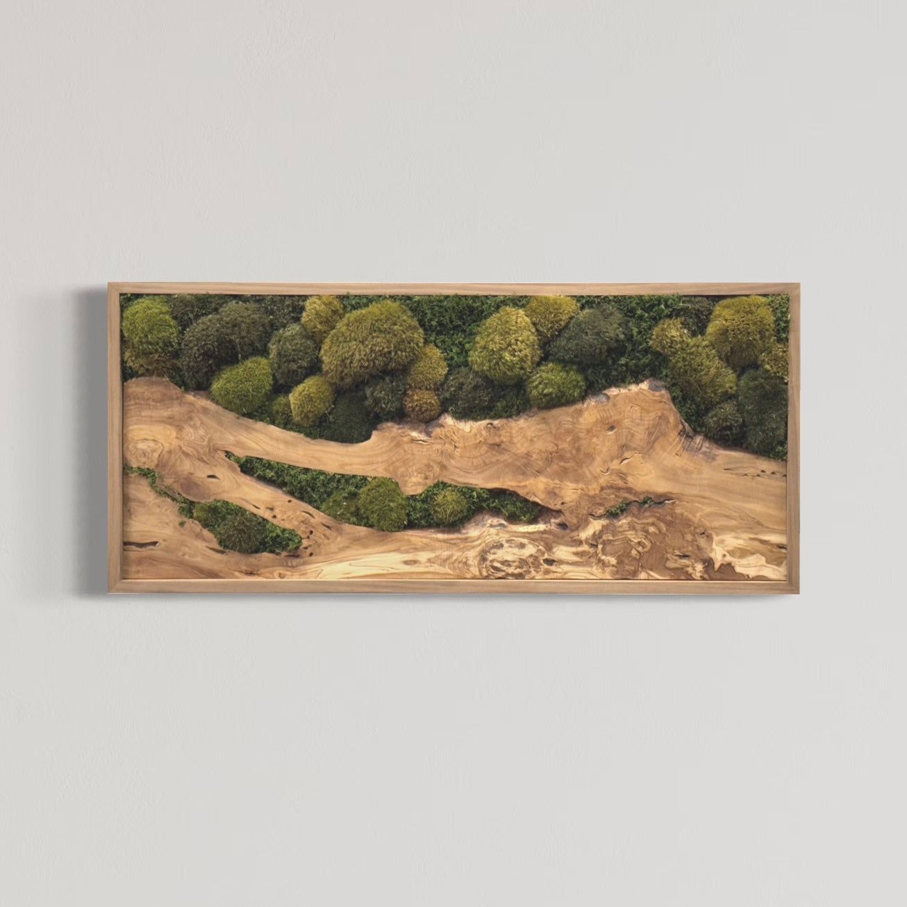 Olive Wood & Olive Moss Plant Painting Handmade 40” x 18