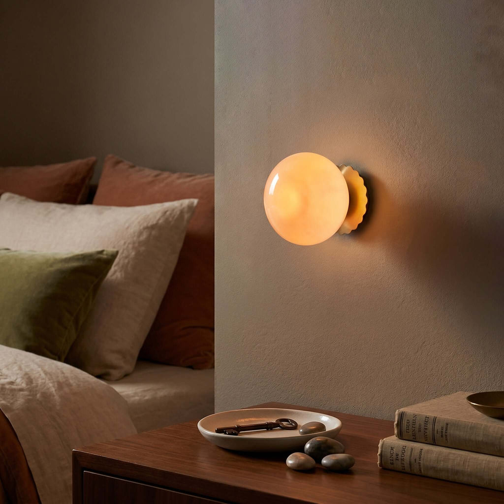 Marshmallow Glass Wall Sconce – Vintage Pink & Pastel Bedroom Light