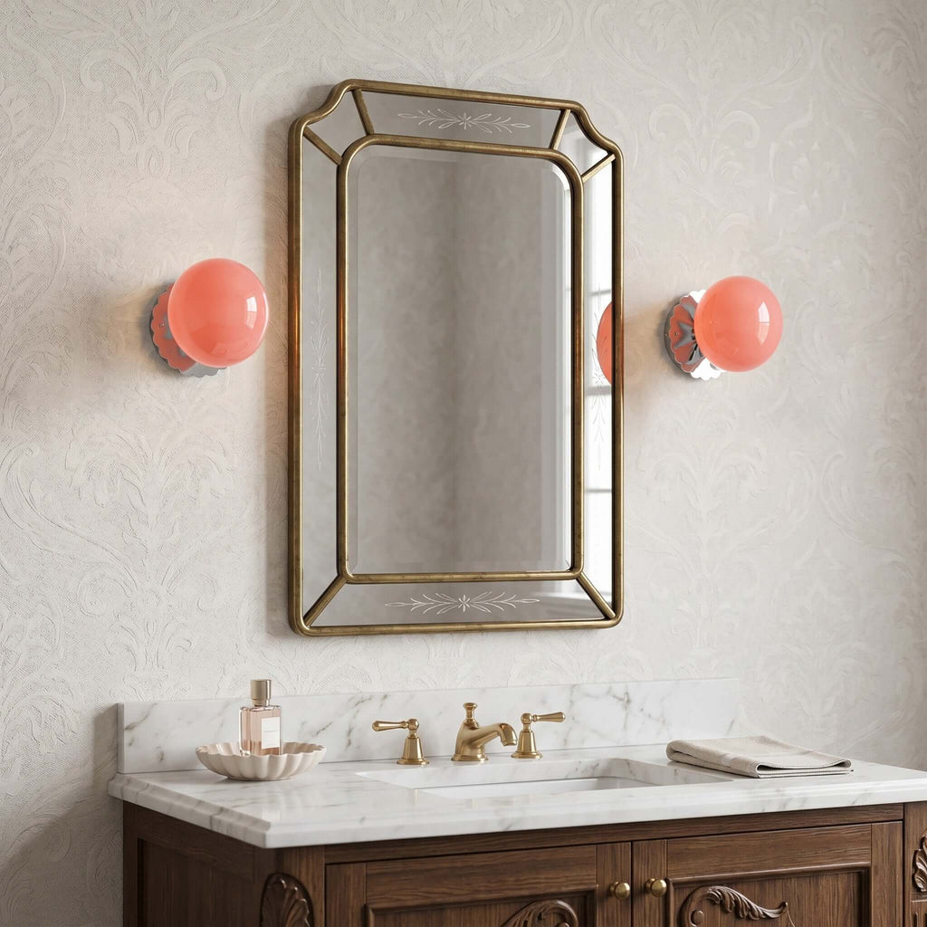 Marshmallow Glass Wall Sconce – Vintage Pink & Pastel Bedroom Light